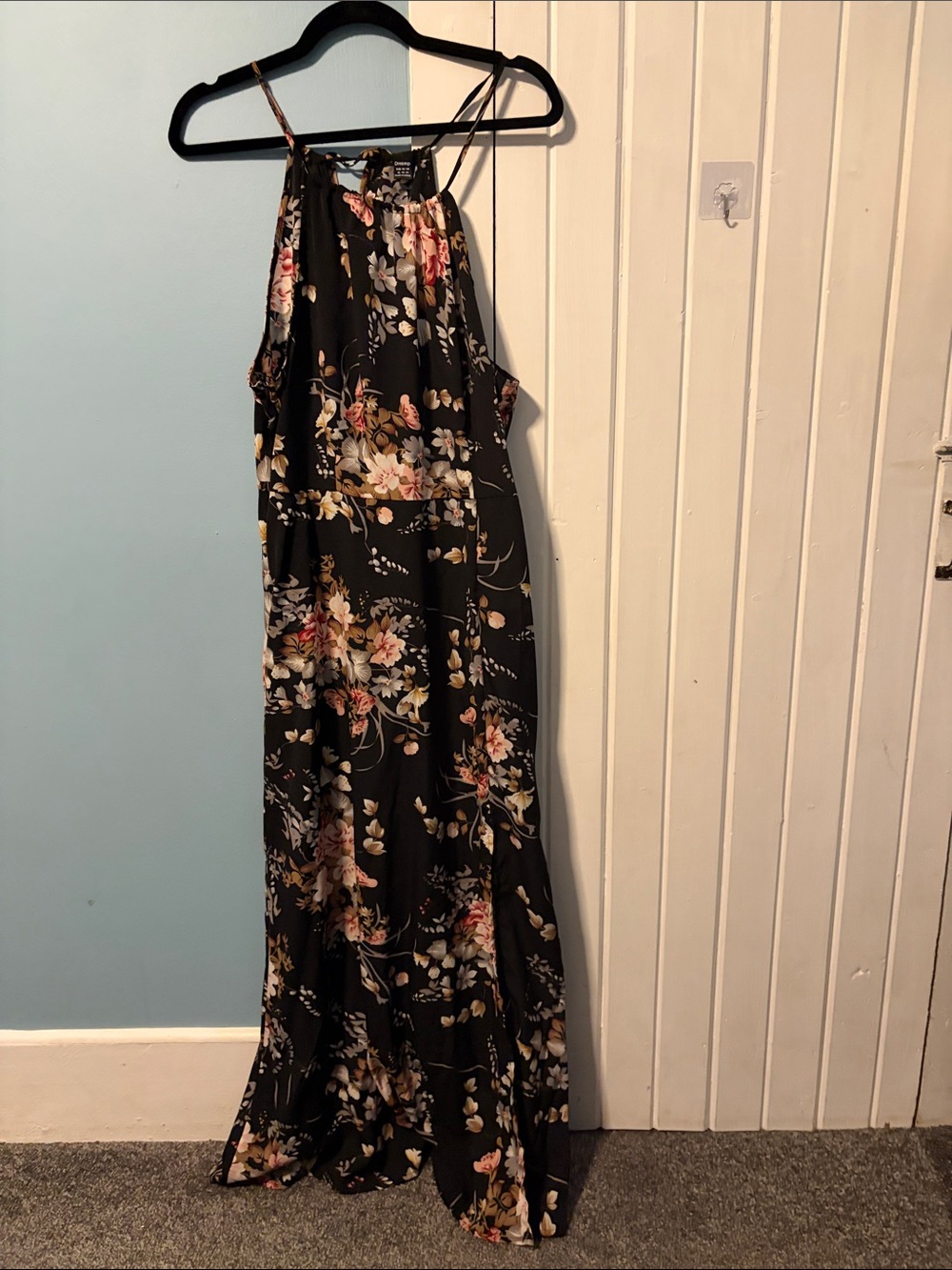 Black Floral Maxi Dress with Spaghetti Straps